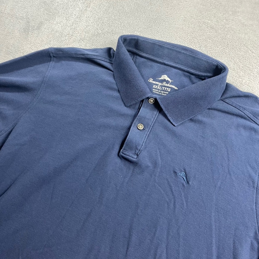 Tommy Bahama Mens‎ XXXL Navy Blue Cotton Pique Short Sleeve Marlin Polo Shirt